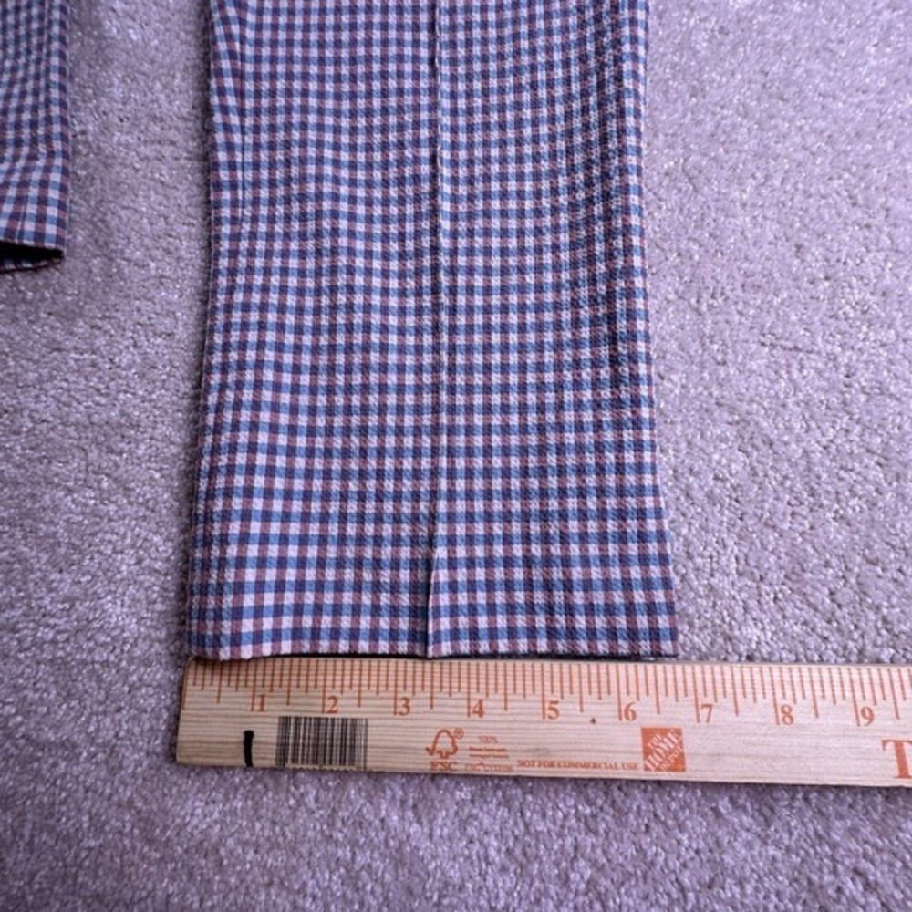 Veronica Beard Arte Kick Flare Brown And Blue Gingham Searsucker High Waste Pant - Picture 14 of 14